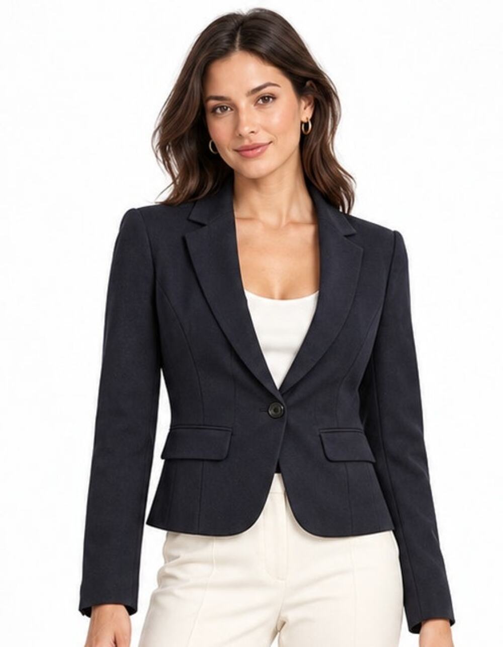 Ann Taylor Petite Black One Button Tailored Blazer Size 0P